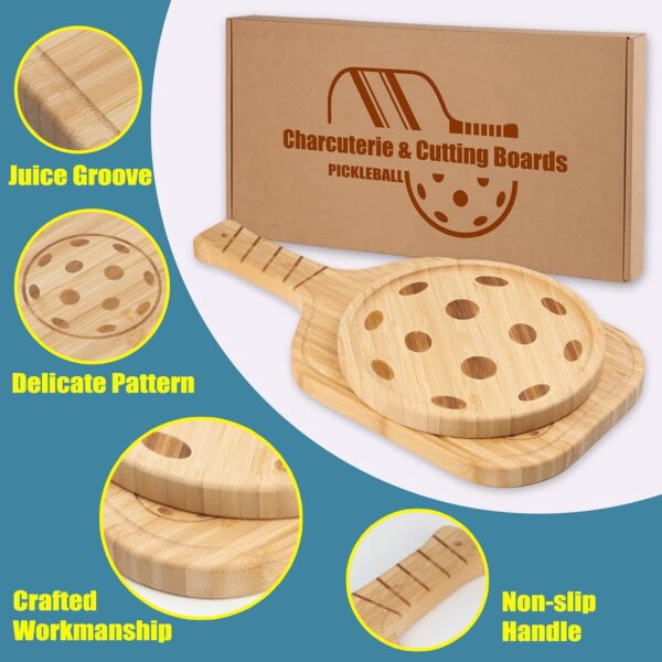 Pickleball Charcuterie Boards Set, Cheese Board with Handle 17"x8.5"+ Plate 8.5", Serving Tray & Cutting Board Set for Pickleball Fans Club Gatherings, Gifts for Pickleballs Lovers