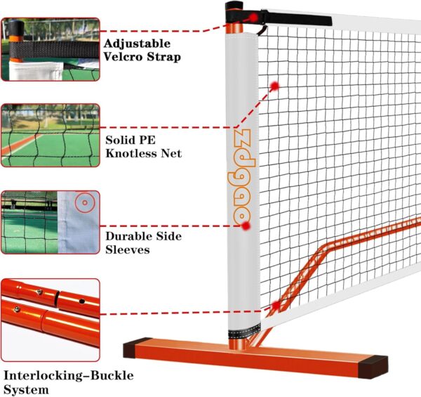 Zdgao Portable Pickleball Net for Driveway, 22 FT Regulation Size & 11 FT Half Court Size Pickle Ball Net with Pickleballs and Carry Bag, 2 in 1 Pickle Ball Net Set for Backyard