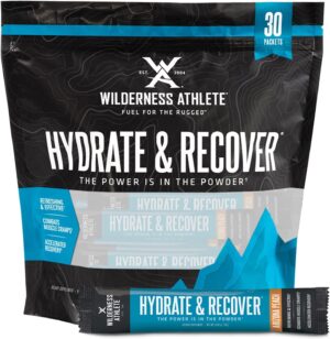 Wilderness Athlete - Hydrate & Recover | Liquid Hydration Packets Electrolyte Drink Mix - Recover Faster with Bcaas - 30 Single Serving Hydrate Packets (Peach)