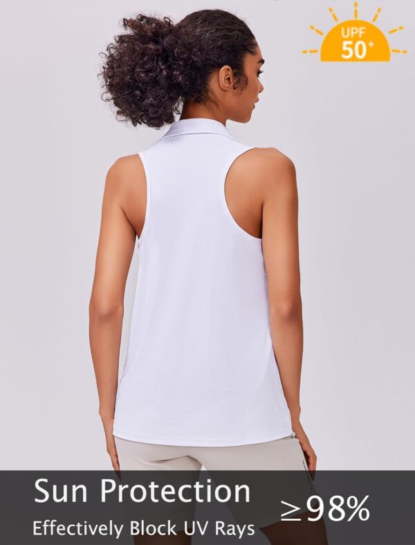 PINSPARK Womens Golf Shirt UPF 50+ Sleeveless Collared Shirts Quick Dry Tennis Polo V-Neck Racerback Athletic Workout Tank
