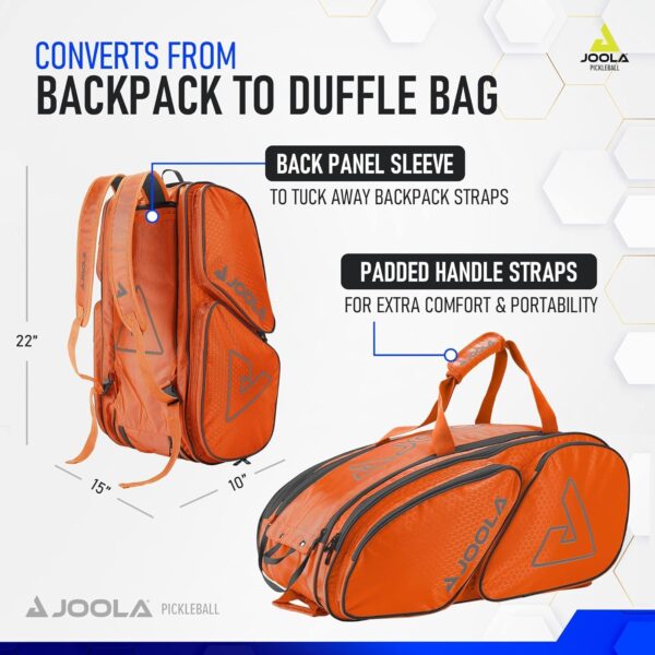 JOOLA Tour Elite Pickleball Bag - Backpack & Duffle Bag for Pickleball Paddles & Accessories - Holds 4+ Paddles - Includes Fence Hook - Choose from Multiple Colors.