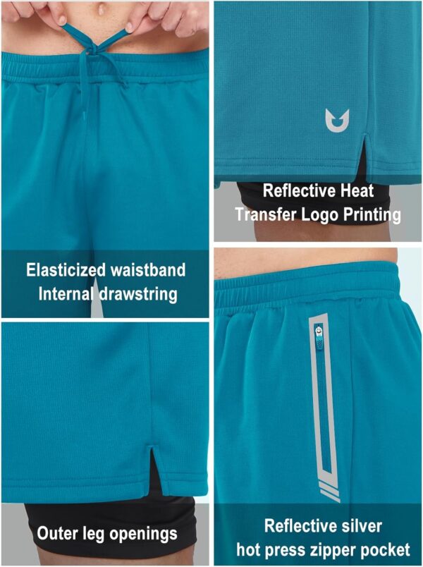 NORTHYARD Men's 2 in 1 Running Shorts Workout Gym Athletic Shorts with Liner Active Training Shorts with Zipper Pockets