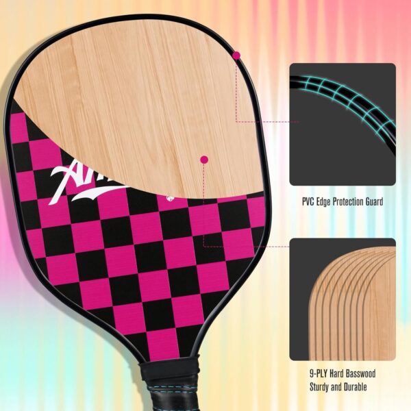 Pickleball Paddles Set of 4, Wood Pickle Ball Racket with 4 Balls, Pickleball Starter Set for Men & Women, All in One Pickle Ball Paddles Set of 4