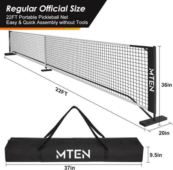 Pickleball Net, Portable Pickleball Net for Driveway, 22 FT USAPA Regulation Size, Steady Metal Frame, with Carrying Bag for Backyards, Driveways, Outdoor Indoor