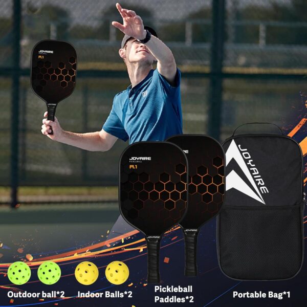 Pickleball Paddles Set of 2, USAPA Standard Fiberglass Pickleball Set, Lightweight Honeycomb Core Pickle Ball Rackets, Pickle Ball Paddle with 4 Pickleball Balls & Bag for Adults, Beginners