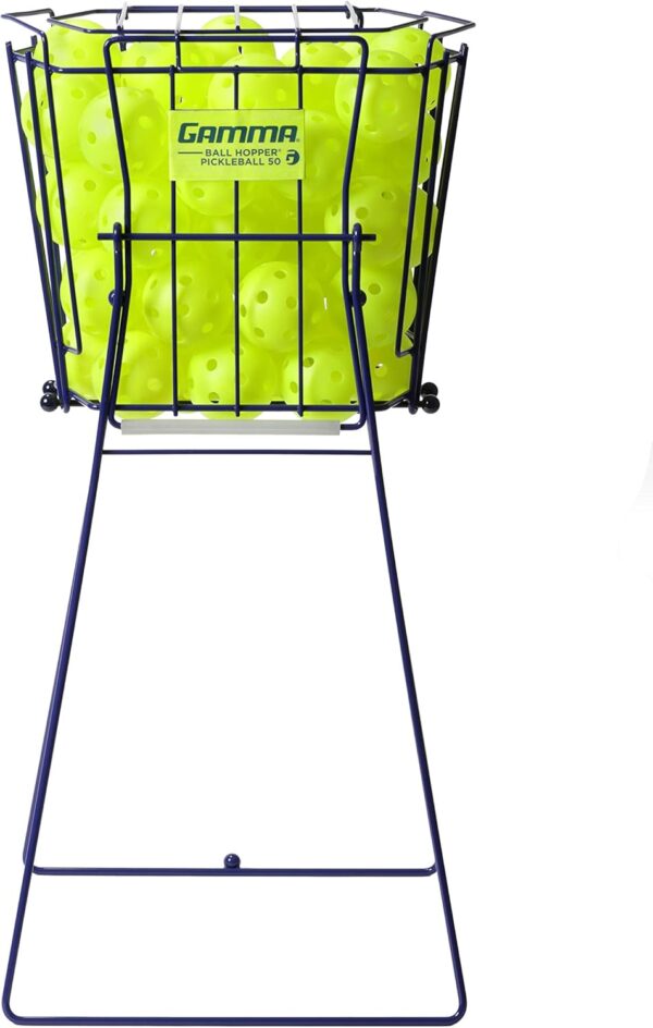 GAMMA Sports Ball Hopper Pickleball 50 - Pickleball Picker Upper with Unique Basket Shape, Reinforced Side Welds, 50-Ball Capacity, Carbon Steel, Maximum Durability