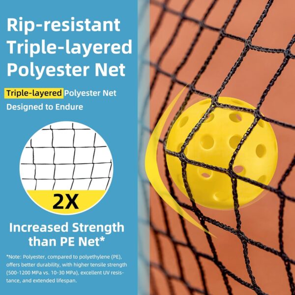 Pickleball Net, 22 FT Pickleball Net for Driveway, Regulation Size Portable Pickle Ball Net for Outdoor Backyard, Steady Metal Frame with Court Marker, Ball Holder, 4 Pickleballs & Carry Bag
