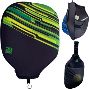 Neoprene Pickleball Paddle Cover - 2 Pockets - Fence Hook - Universal Size Case - Protective, Durable Sleeve - Protect Your Paddle from Scratches, Dings, Dents …
