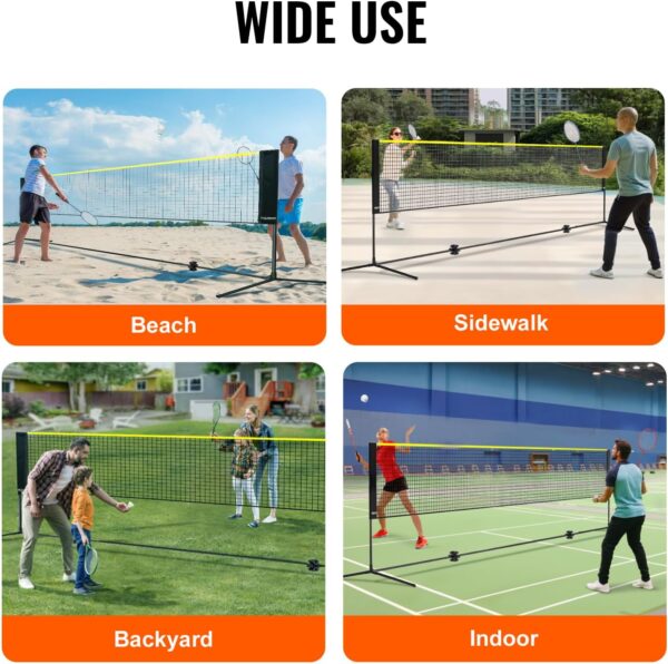 VEVOR Badminton Net, Height Adjustable Volleyball Net, 606 x 155 x 103 cm, Foldable Pickleball Net, Tennis Net Set with Poles, Stand, Bag, Rackets, Nylon Shuttlecocks, Badminton Net Set