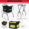 Pickleball Tennis Ball Hopper Tennis Basket Foldable Pickleball Ball Holder Caddy with Wheels Removable Bag Portable Tennis Ball Picker Cart Holds 170 Tennis Balls or 140 Pickleballs