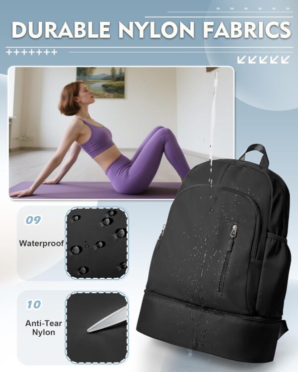 Gym Backpack for Women with Shoes Compartment, waterproof Sports Backpack with Dry Wet Separated Pocket, Cheer Sports Backpack Set, Gym Bags for Fitness Yoga Travel, Black