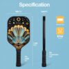 71W86m42ksL._AC_SL1500_.jpg Pickleball Paddles,16MM Pickleaball Paddle with Carbon Fiber Sandblasted Finish&Polymer Honeycomb Core Provides Lighter Weight(8.11 Oz)&Higher Grit&Spin,BlueBean
