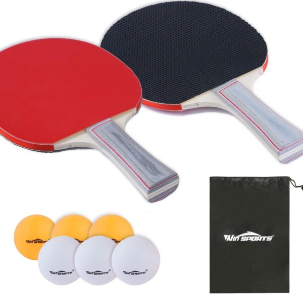 Ping Pong Paddle Set, Professional Table Tennis Racket Set with 6 Ping Pong Balls, Ping Pong Paddles 4 Player Set, Ping Pong Set Starter Kit