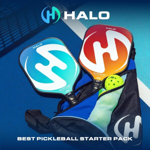 Set of 2 Paddles with 4 PICKLEBALLS and Carrying Bag, Fiberglass Surface Pickleball Paddles - Durable Pickleball Paddles Set for 2 - Pickleball Bundle
