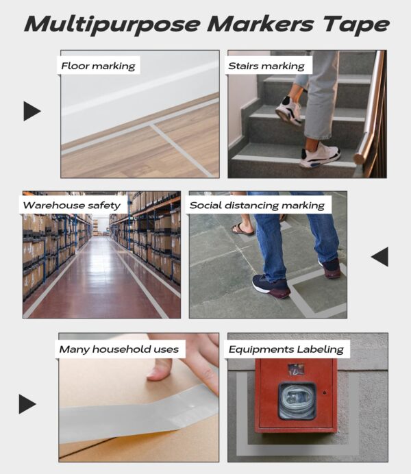 Pickleball Court Tape 230ft - Heavy Duty White Cloth Tape for Temporary Court Lines | Indoor/Outdoor Sports Line Marking with Strong Adhesion