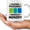 Playing Pickleball Improves Memory Pickleball Gifts Paddle Ball Player Gifts for Coach Dad Mom Uncle Aunt Boyfriend Girlfriend Novelty Drinkware Ceramic Mug 11 oz White