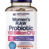 Wholesome Wellness Dr. Formulated Raw Probiotics for Women 100 Billion CFUs Capsules with Prebiotics, Digestive Enzymes, Approved for Adults, Shelf Stable Supplement