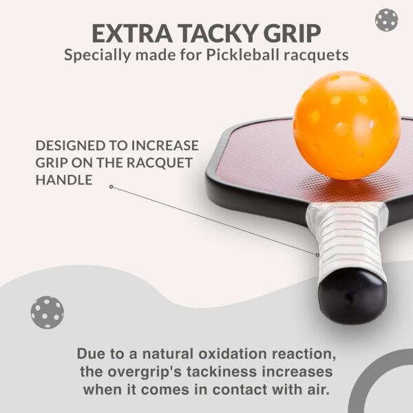 Pickleball OverGrip Tape - Pack of 3/6/12/22/60 - Extra Tacky White Pickleball Grip Tape - High Sweat Absorption & Non-Slip Soft Touch. Accessories Designed to Enhance Your Pickleball Paddle Grip Tape
