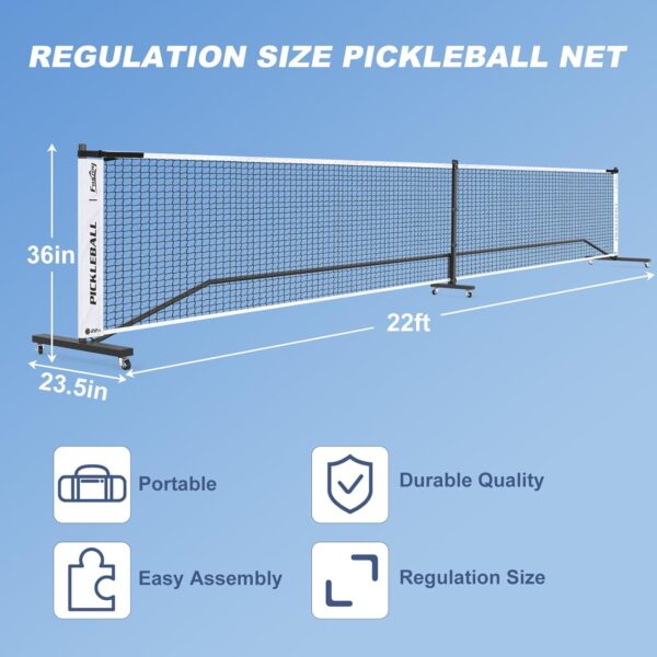 Fostoy Portable Pickleball Net with Wheels, Pickleball Set with 4 Fiberglass Paddles & 6 Pickleballs, Carry Bag, for Backyards Driveways and Garages