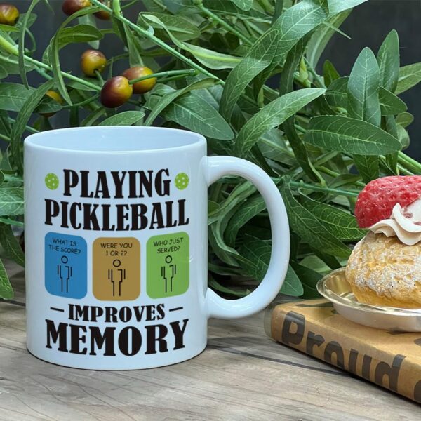 Funny Pickleball Gift for Pickleball Lovers, Playing Pickleball Improves Memory Coffee Mug Gifts for Players Friends Coach Coworker Dad Mom Uncle Aunt Boyfriend Girlfriend, 11oz