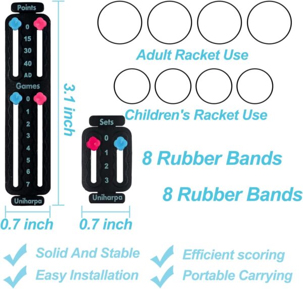 Uniharpa Tennis Score Keeper for Racket Padel,Tennis Racket Pickleball Paddle Scorekeeper,Small Score Board Counter for Tennis Trainer,Point Tracker Recording Points,Recording Points&Sets,2pcs