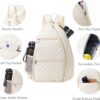 Pickleball Bag for Women Pickelball Backpack Large Quilted Sling Bags, Holds Pickleball Paddle Tennis Racket