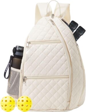 Pickleball Bag for Women Pickelball Backpack Large Quilted Sling Bags, Holds Pickleball Paddle Tennis Racket