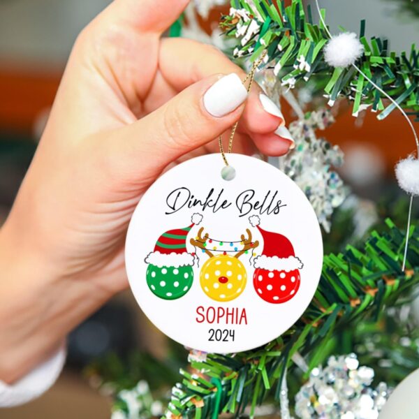 Personalized Binkle Bells Christmas Ornament, Pickleball with Santa Hat Ornaments for Christmas Tree 2025, Pickleball Player Gift Ideas, Custom Pickleball Lover Christmas Ornament with Name