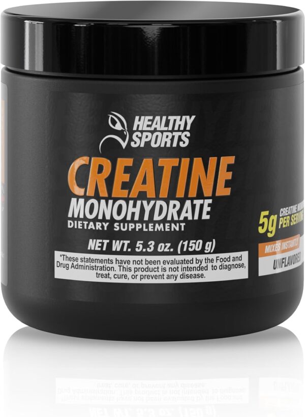 Real Fitness Creatine Monohydrate Unflavored Powder, 5.3 oz - Muscle Growth & Strength Supplement