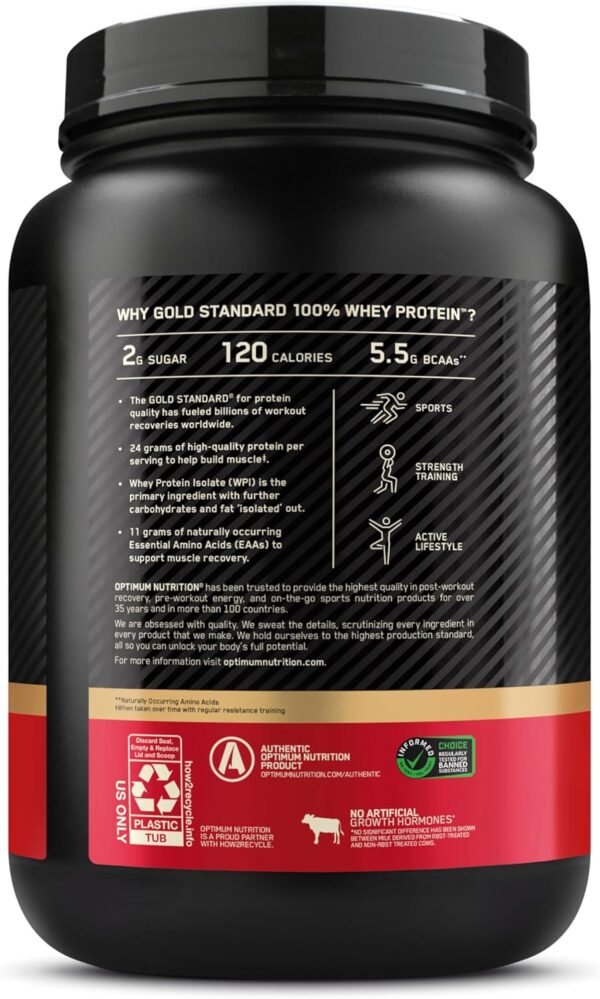 Optimum Nutrition Gold Standard 100% Whey Protein Powder, Double Rich Chocolate, 2 Pound (Packaging May Vary)
