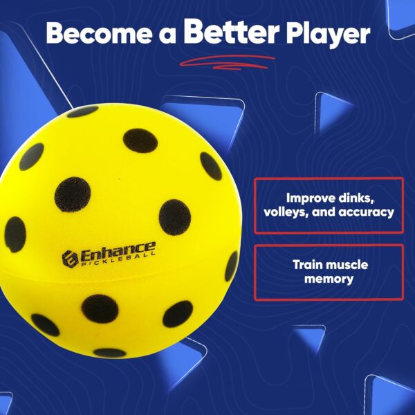 Enhance Pickleball Ninja Ball - The Original Silent Pickleball - Foam Balls for Quiet Practice - Comes with 3 Balls - Indoor or Outdoor Use