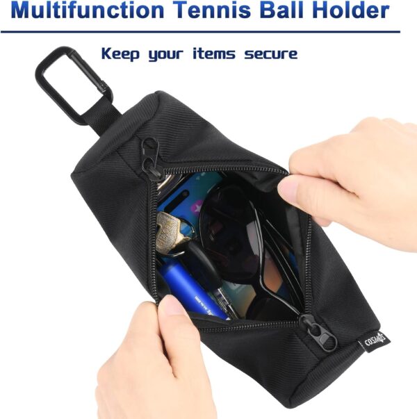 Cosmos Pickleball Ball Holder, Portable Carrying Storage Bag with Hook, Travel Accessory Pouch Holds 3 Pickleball Balls