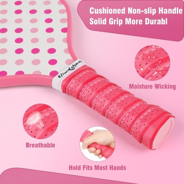 Wood Pickle Paddles Set of 4 with 4-40 Holes Pickleball Balls and Carry Bag, Wood Pickle Rackets Gifts for Adults, Kids and Beginners with Comfort Grip NE1