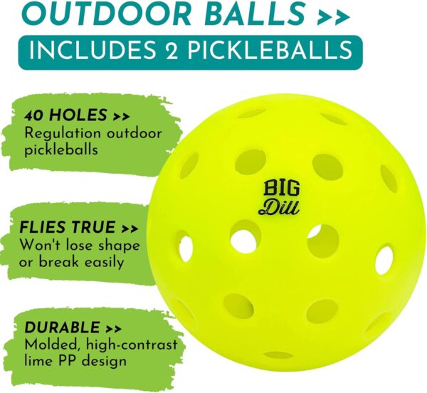 Big Dill Pickleball Paddle Set 2-Pack Pickleball Paddles with Outdoor Pickleball Balls, Paddle Covers & Carry Bag | Pickleball Paddles Set of 2 USAPA Approved
