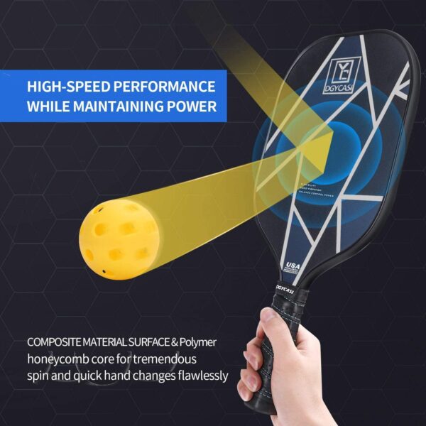 YC DGYCASI Pickleball Paddles Set of 2, USAPA Approved Carbon Fiber Surface Pickleball Set, Lightweight Pickle Ball Rackets 2 Pack, 2 Outdoor Pickleball, 2 Indoor Pickleball, 1 Pickleball Bag