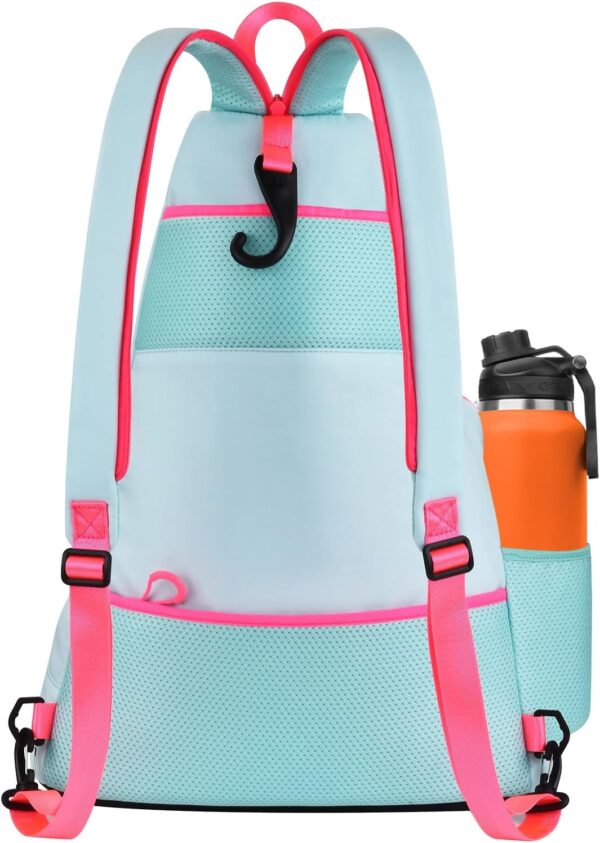 Light Weight Crossbody Backpack, Large Capacity Sling Bag for Pickleball, Tennis, Racketball, and Travel for Women