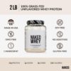 NAKED Whey 2LB 100% Grass Fed Whey Protein Powder - Only 1 Ingredient, Unflavored Whey Protein, Undenatured, Gluten Free, Soy Free, No GMOs, No Preservatives