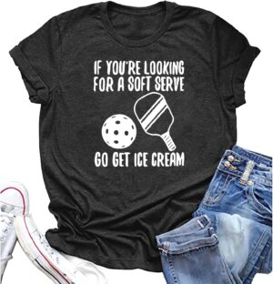 Women Pickleball Shirt Pickle Baller Letter Print T-Shirt Pickleball Lovers Gift Casual Summer Holiday Tee Tops