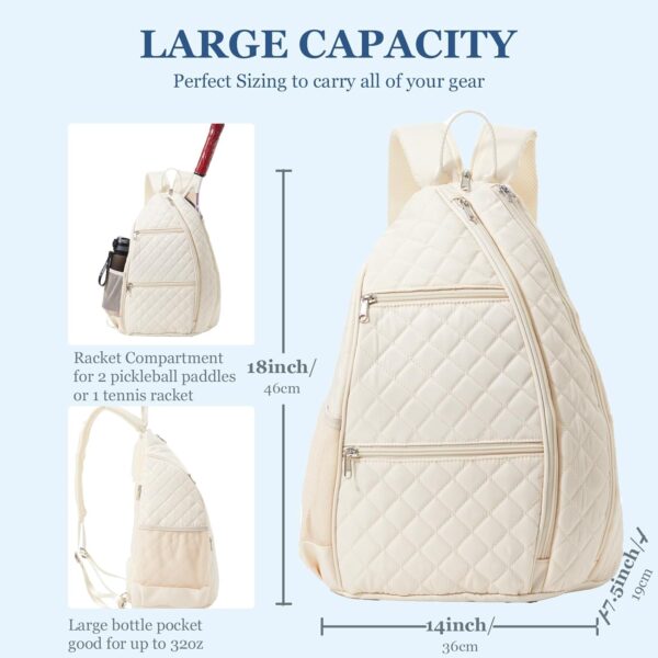 Pickleball Bag for Women Pickelball Backpack Large Quilted Sling Bags, Holds Pickleball Paddle Tennis Racket