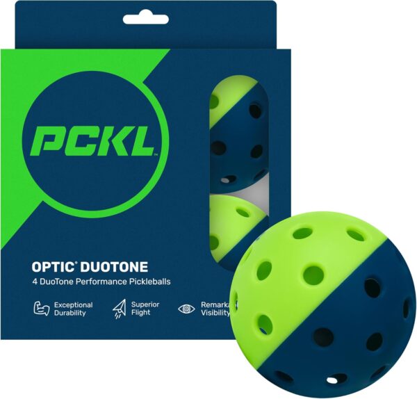 PCKL Optic Speed Pickleball Balls | Choose Indoor or Outdoor Pickleballs | USAPA Tournament Aproved | 4 Pack Crack-Resistant