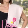 Embroidered Pickleball Towel, Funny Gift for Women, 16"x 24" Microfiber Towel, Pink, Initial D