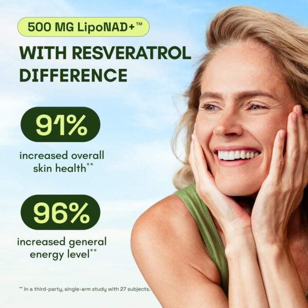 NMNH Supplement Alternative - Liposomal NAD with Resveratrol - High Purity NAD Supplement for Anti-Aging, Energy, Focus - 60 Capsules