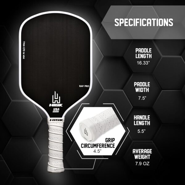 RAV PRO Pickleball Paddle - Ultimate HIGH END 16mm Japanese Toray T700 Raw Carbon Fiber CFS w/Excellent GRIT Roughness Texture, Aero Dynamic Curve, USAPA Approved, Non Slip Grip