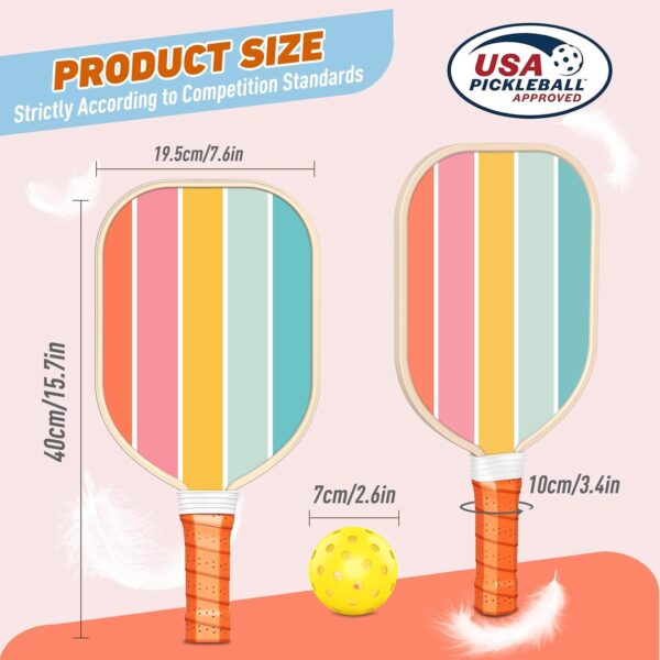Pickleball Paddles Set of 4, USAPA Approved Premium Wood Pickleball Set with 4 Pickleball Balls and 1 Carry Bag Pickleball Rackets with Ergonomic Cushion Grip for Women Youth