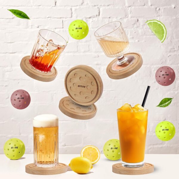 Pickleball Drink Coasters, 2 Pack Wood Coasters for Drink, Pickleball Themed Gifts for Men Women Pickleball Lovers, Coaches, and Teams, Home Kitchen Bar Pickleball Party Decoration