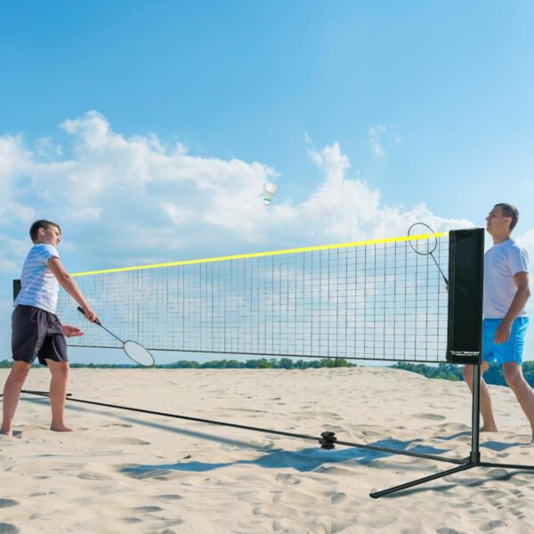 VEVOR Badminton Net, Height Adjustable Volleyball Net, 606 x 155 x 103 cm, Foldable Pickleball Net, Tennis Net Set with Poles, Stand, Bag, Rackets, Nylon Shuttlecocks, Badminton Net Set