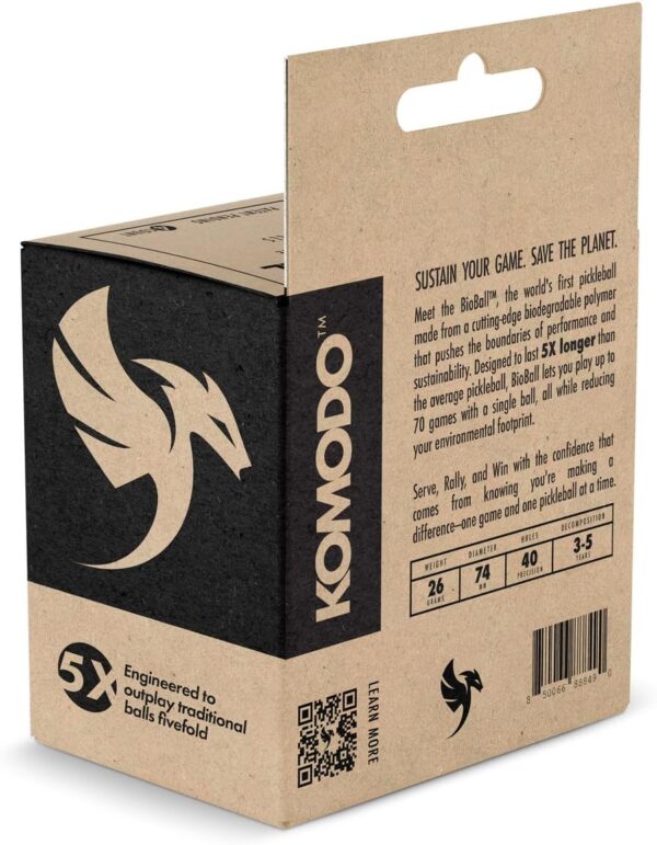 KOMODO BioBall K-40 Pickleball | Biodegradable Hardcourt Pickleballs | 4-Count | USAPA Approved