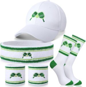 Panitay 4 Pack Funny Dink Ball Lover Gifts Dink Ball Hats Sports Wrist Head Sweatbands and Novelty Socks for Men Women
