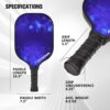 FITPROWIN Pickleball Paddles, Carbon Fiber & Fiberglass Hybrid Face Pickleball Rackets, Lightweight Pickle Ball Paddle with Ribbed Non-Slip Cushion Grip, 4 Balls, Portable Bag