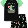 Tebbis 2-Piece Cozy Pajamas For Little/Big Boys Gamer Yellow Short Sleeves Cool PJs Set Kid Size 6-18